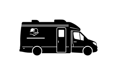 Black Vector Silhouette of Mail Delivery RV