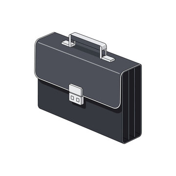 black briefcase isolated on white