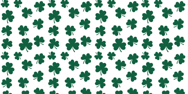 Pattern of green shamrocks arranged on white background representing st. patrick's day celebration and irish cultural tradition