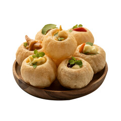 Traditional Indian Panipuri Street Food Snack with Creamy Fillings