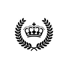 Obraz premium Royal crown icon with laurel wreath symbolizing achievement