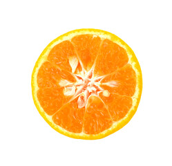 Mandarin or Orange fruit. Orange slice ,Tangerine orange fruit on transparent png top view