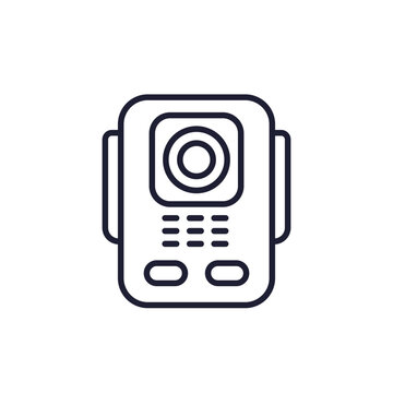 body camera line icon on white