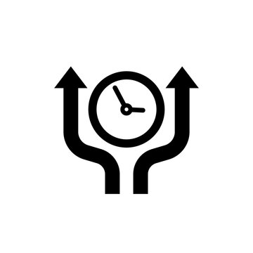 detour time icon with arrows, pictogram on white