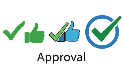 Approval And Confirmation Icon Collection Featuring Checkmarks Thumbs-Up And Verification Badges For UI And Branding