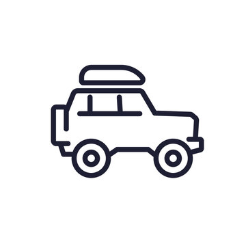 off-road car line icon, 4wd truck vector