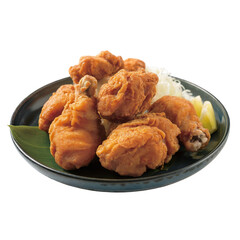 Crispy Fried Chicken Wings Served with Dipping Sauce and Fresh Garnish