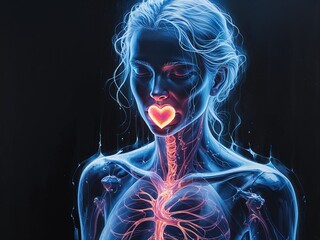 Figure with transparent skin exposing glowing heart symbolizing vulnerability and courage Acrylic Painting