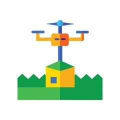 Flat Vector Illustration Of Vibrant Blue Quadcopter Drone