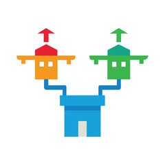 Flat Vector Graphic Of Two Different Colored Drones