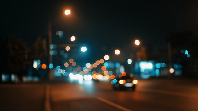 electic. Abstract urban nightscape with glowing city lights and bokeh, blending cool tones and warm highlights. travel magazines.