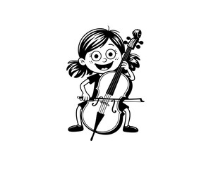 Vector flat illustration with doodle musicians. Music band plays their instruments. Fanny design for print, textile, postcard, advertising, music festivals, musical groups