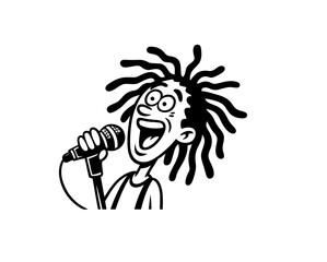 Vector flat illustration with doodle musicians. Music band plays their instruments. Fanny design for print, textile, postcard, advertising, music festivals, musical groups