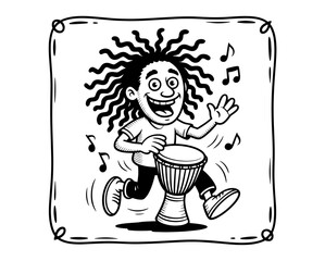 Vector flat illustration with doodle musicians. Music band plays their instruments. Fanny design for print, textile, postcard, advertising, music festivals, musical groups