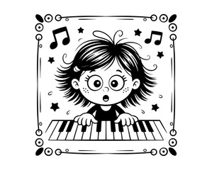 Vector flat illustration with doodle musicians. Music band plays their instruments. Fanny design for print, textile, postcard, advertising, music festivals, musical groups