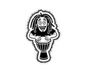 Vector flat illustration with doodle musicians. Music band plays their instruments. Fanny design for print, textile, postcard, advertising, music festivals, musical groups