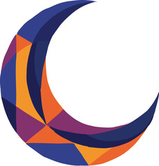 Abstract modern geometric crescent moon vector icon.