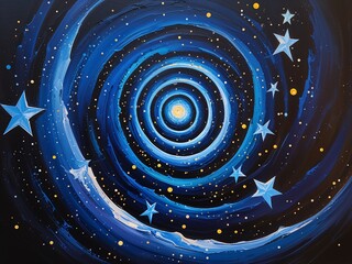 Stars spiraling into darkness representing hopelessness Acrylic Painting