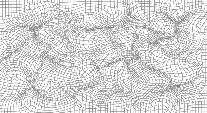 Abstract 3D grid pattern with distorted mesh surface.