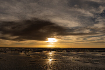sunset in the salt flats