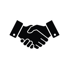 Business Approval Handshake Black Silhouette Vector Icon