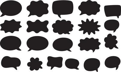 Fototapeta premium Black Speech Bubble Silhouettes and Comic Callout Shapes Vector Collection