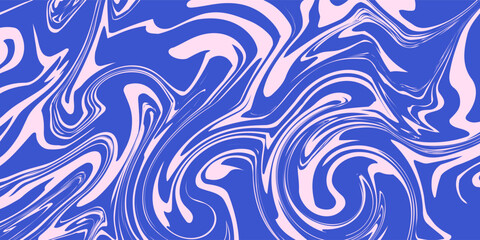 Obraz premium Abstract background pattern with colorful waves. Psychedelic groovy trippy y2k retro seamless pattern in blue and pink colors. Wavy and swirled brush strokes liquid background illustration art concept