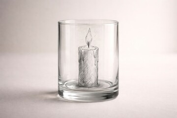 Hand-Drawn Candle in a Real Holder