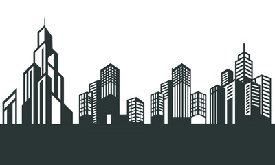 Obraz premium Modern City Skyline Silhouette Vector Illustration