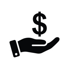 Corporate Funding Hand Black Silhouette Vector Icon