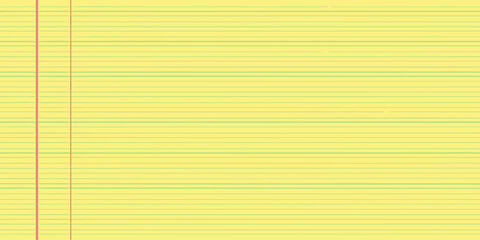 Fototapeta premium Close up of yellow lined paper with a red margin a simple background