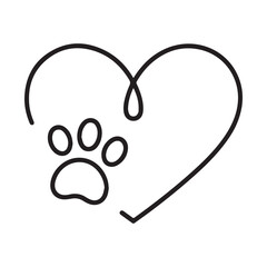 Obraz premium Paw print inside heart shape illustration for animal love concepts