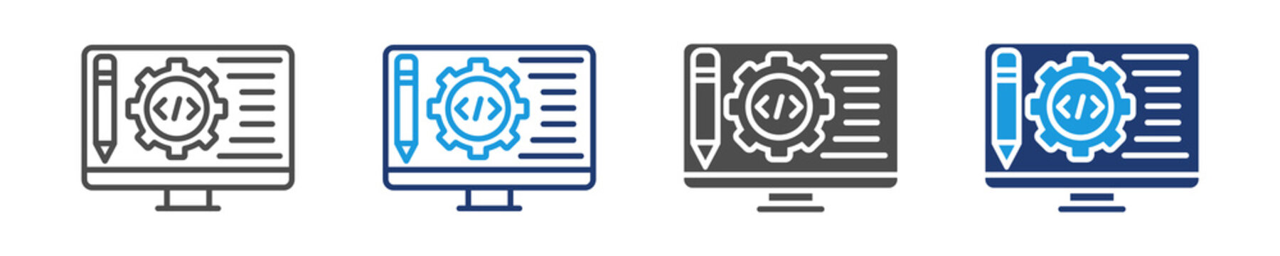 programming scripts icon set multiple style