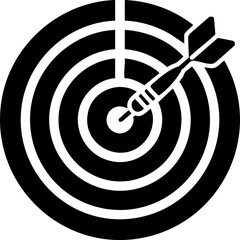 Targeting growth silhouette isolated on white background minimalist dart hitting bullseye in pie chart illustration
