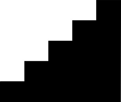 Step chart progress silhouette isolated on white background minimalist stepped line graph and data movement illustration