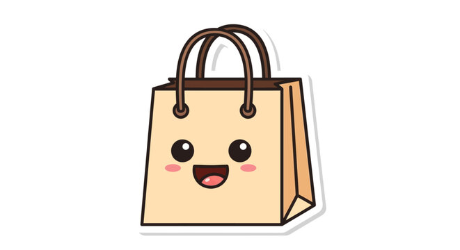 Cartoon shopping bag with smiling face