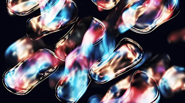 Colorful Bacteria Cells on Black Background.
