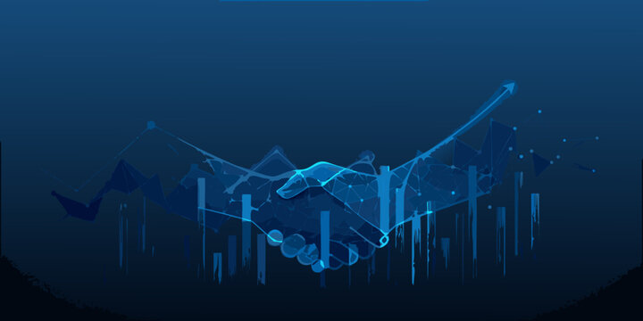 Digital handshake with data visualization a modern business connection concept