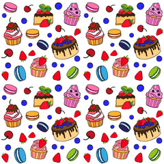 Colorful Dessert Seamless Pattern
