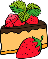 Slice of strawberry cake vector illustration
