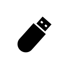 USB Flash Drive Memory Stick Silhouette Data Storage Icon Isolated on White Vector