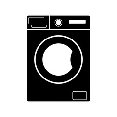Front Load Washing Machine Silhouette Laundry Room Appliance Vector Icon Isolated
