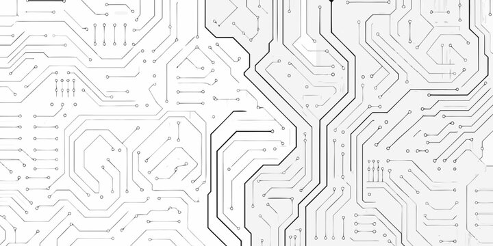 Intricate circuit board pattern with complex pathways and electronic connections