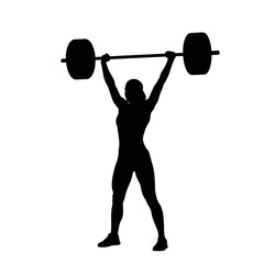 Woman Lifting Dumbbell Weights Silhouette Fitness Gym Training Vector Icon Isolated
