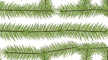 Obraz premium Close-up of green pine tree branches against a white background, with a shallow depth of field and a natural, earthy mood.