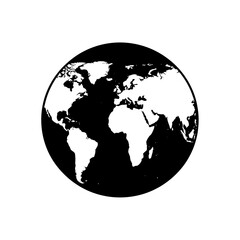 World Globe Earth Planet Silhouette Geography and Travel Vector Icon Isolated