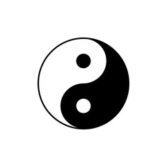 Yin Yang Balance Symbol Silhouette Zen Harmony Vector Icon Isolated on White