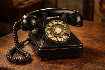 Vintage Retro Telephone as Classic Communication Technology Concept Background