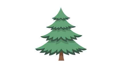 Illustration of a green pine tree with a brown trunk on a plain white background, simple and cartoon-style.