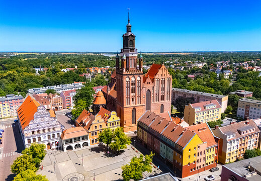 View of Stargard with St. Mary's Church, Poland